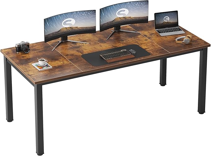 Need 70.8 Inch Executive Office Desk, Large Stylish Computer Desk, Simple Study Writing Desk, Workstation Business Furniture for Home Office, Rustic Brown