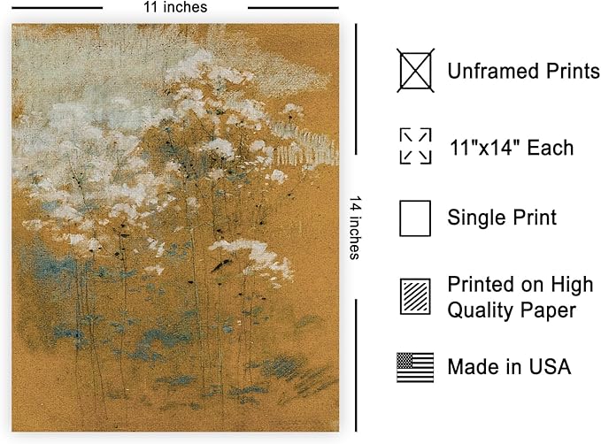 Poster Master Vintage Wild Flowers Poster - Retro Tonal Botanical Painting Print - Abstract Art - Floral Art - Farmhouse Art - Aesthetic Flower Shop or Living Room Wall Decor - 11x14 UNFRAMED Wall Art