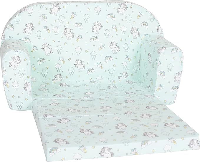 Delsit Kids Couch for Toddlers - 2 in 1 Convertible Foam Sofa to Lounger, Comfy Flip Out Lounge Chair for Children, Made in Europe