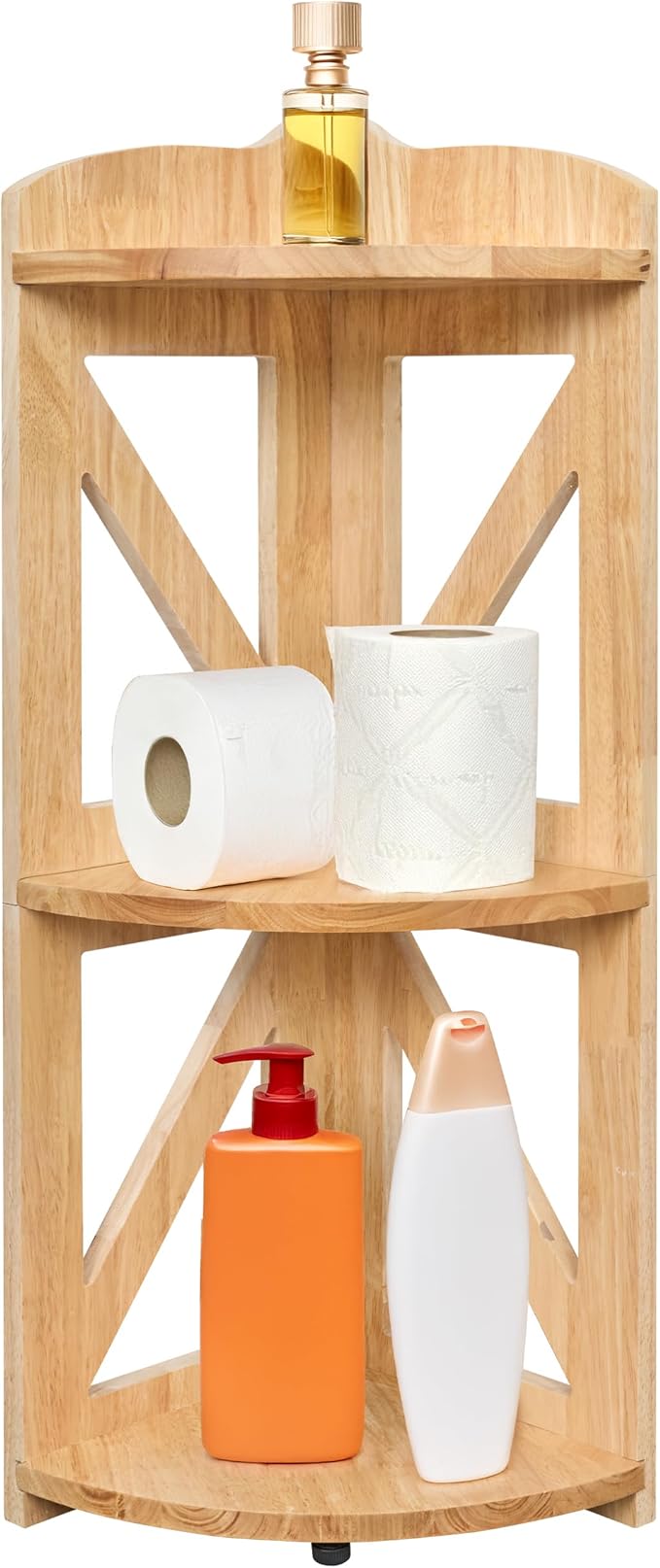 Corner Shelf Stand, Corner Bookshelf, Small Corner Shelves by Natural Wood, Plant Stand, Corner Bookcase for Living Room, Home Office, Bedroom, (Natural, 3 Tier)