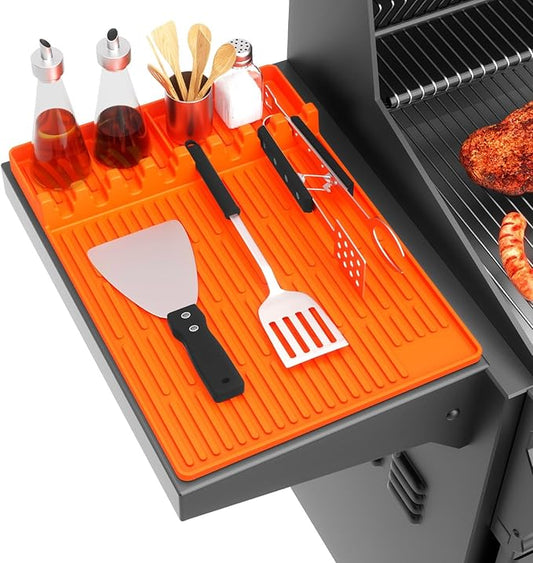 Silicone Griddle Tool Mat for Blackstone, 16"x11.5" Easy to Clean Heat Resistant Non-Stick Antislip Spatula Mat for Outdoor Grill BBQ Cooking Kitchen Counter (Orange)