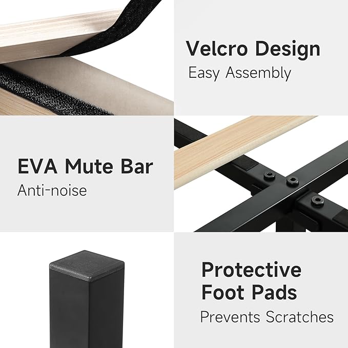 koorlian King Bed Frame, Velvet Adjustable Upholstered Platform Bed Frame with Type-C&USB Ports, Wingback Storage Headboard, Noiseless, Beige