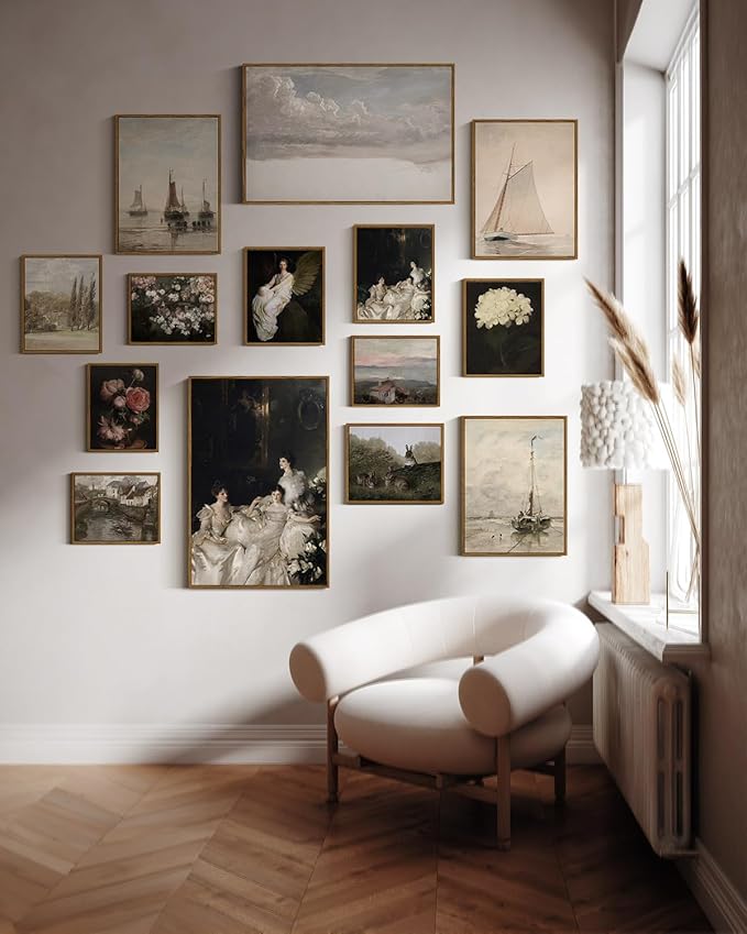 InSimSea Framed Canvas Wall Art Vintage Decor, Home Decor Classical Oil Painting Cloud Study Large Wall Decorations for Living Room, Canvas Pictures Art for Bedroom Bathroom Gallery, 16"x24"