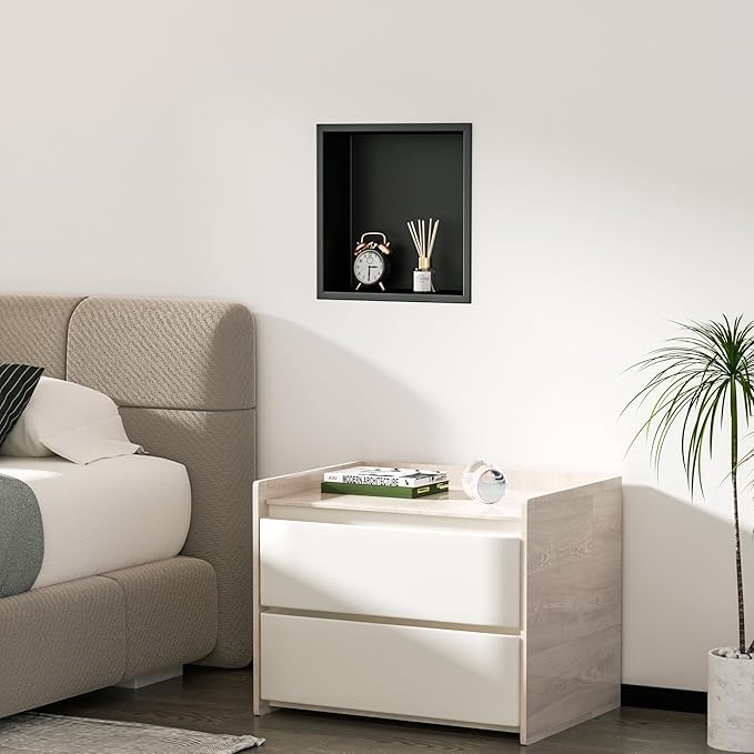 Stainless Steel Shower Niche 12" X 12", No Tile Needed Wall Niche, Recessed Shower Shelf for Bathroom Storage, Matte Black