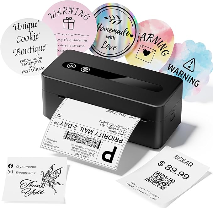 Thermal Shipping Label Printer 4X6 Upgraded, 2025 New Version Bluetooth Label Printer for Small Business and Package, Support iOS, Android, Windows, Mac, Compatible with Amazon, Shopify, USPS