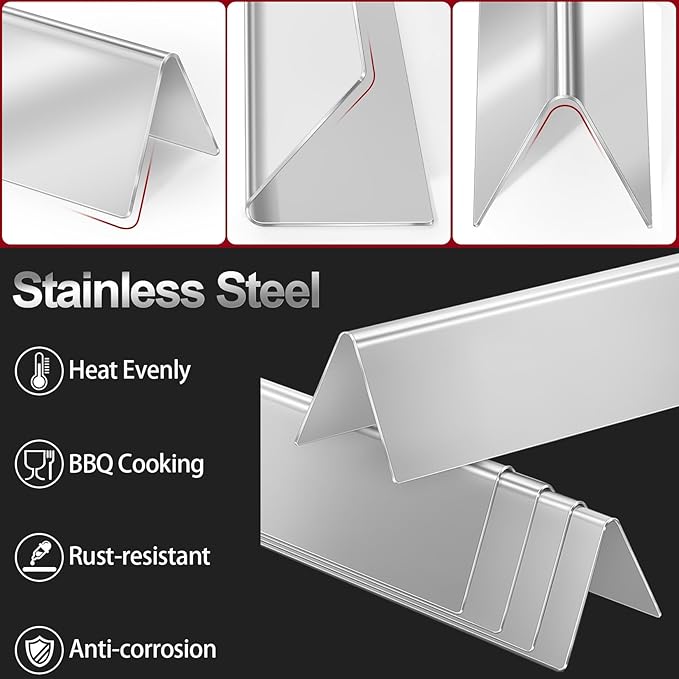 GasSaf 21.5" Flavorizer Bars Replace for Weber 7534, Genesis Silver A, Spirit 200 Series E/S200 E/S-210, Spirit 500 with Side Control Knob, 5-Pack Stainless Steel Flavor Bars(21.5" x 1.7" x 1.7")