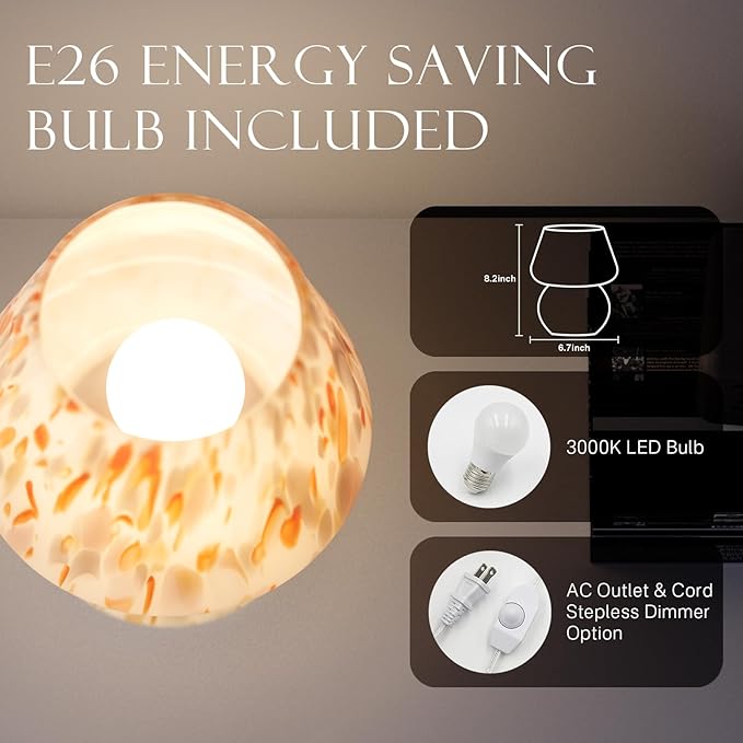 Mushroom Lamp Table Lamp for Bedroom,Small Desk Bedside Lamps for Living Room,Mushroom Decor Cute Mini Modern Mid Century Lamps for Night Stands,Aesthetic Home Living Room Decor(Flame Cream)