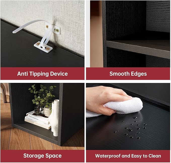 oneinmil 71.5" Tall Narrow Bookshelf, 6-Tier Cube Display Rack, Modern Corner Bookshelf with Storage Space, CD Storage Cabinet for Home Office (Black 1 Pack, 6-Tier)