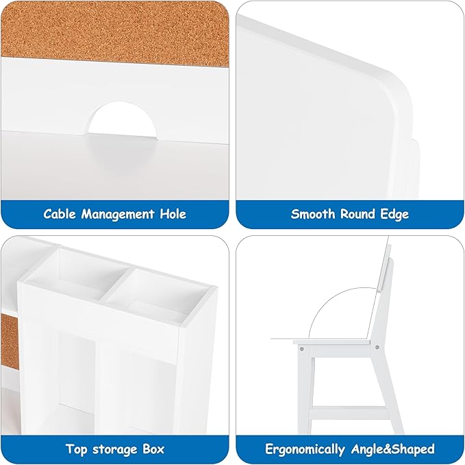 Spirich Kids Desk and Chair Sets, Kids Study Desk Set with Hutch and Storage, Children Wooden Study Table for 5-12 Years Old, Student Writing Table Computer Workstation