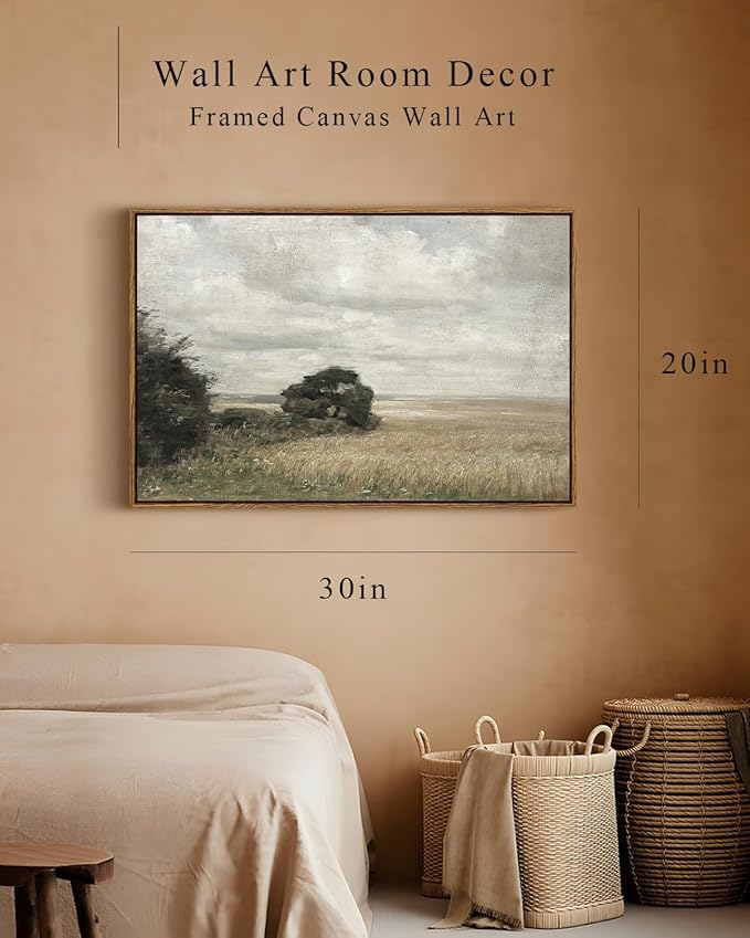InSimSea Framed Canvas Wall Art - Vintage Decor, Large Landscape Prints, Mid Century Modern & Rustic Farmhouse Bedroom Decor, 20"x30"