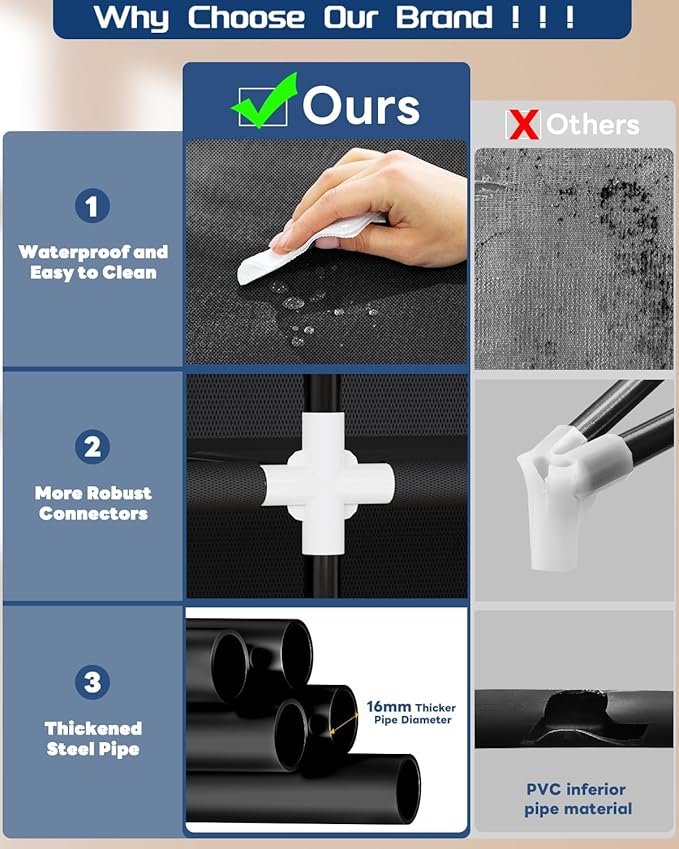 Mavivegue Portable Closet, Wardrobe Closet Organizer with Cover, 3 Hanging Rods and Shelves,Large Capacity for Bedroom, Living Room (Black, 50" W x 17" D x 64" H)