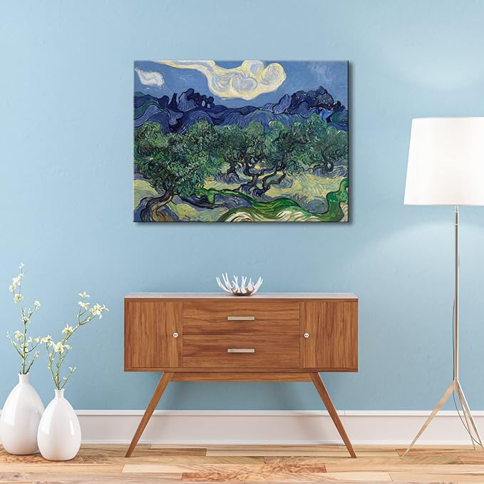 Wieco Art Olive Trees by Van Gogh Classic Abstract Oil Paintings Large Canvas Prints Wall Art Reproduction Artwork Wrapped Landscape Pictures for Living Room Bedroom Home Office Decor