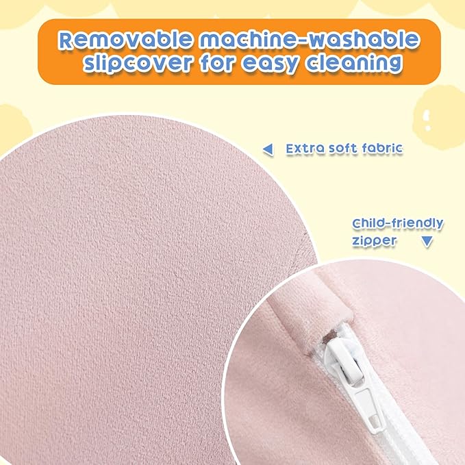 ALIMORDEN Adorable Toddler Chair, Snuggly Soft Foam Seat for Little Ones with Removable Washable Cover - Small Kids Reading Couch, Pink