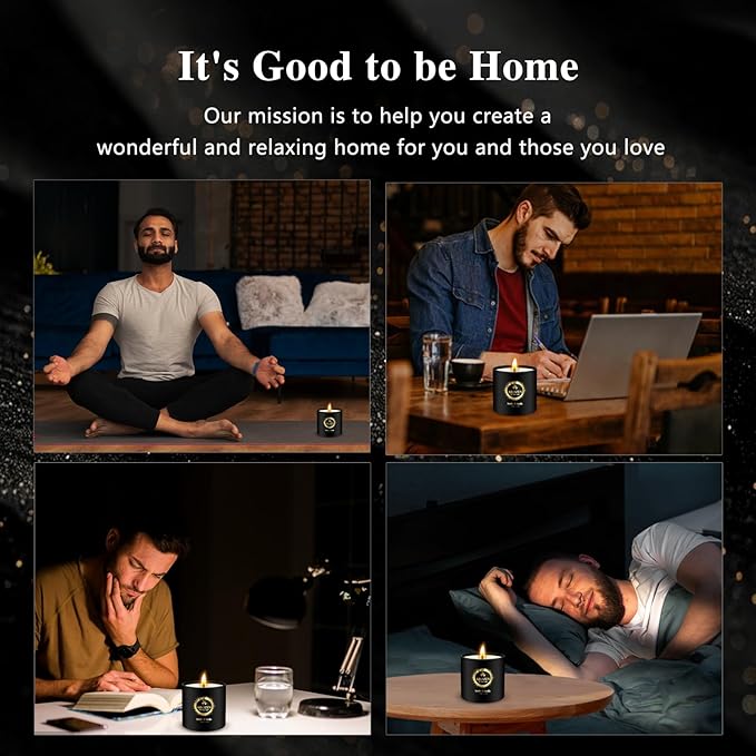 3 Pack Scented Candles Set | Men Candle Gift Set, Aromatherapy Scented Candles for Home, Gifts for Men Dad Fathers Day, Soy Candle of Lavender, Mahogany Teakwood & Smoke Vanilla,70H Burn Time