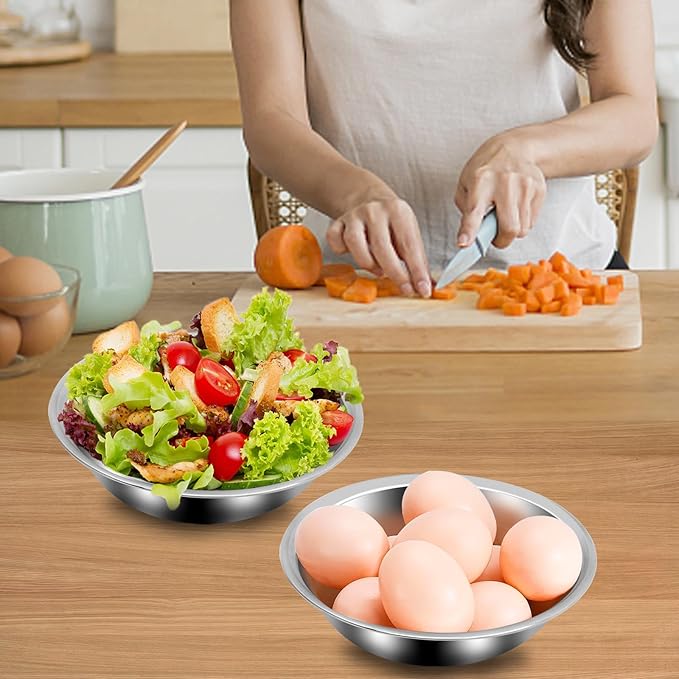 UOIENRT 10 Packs Small Stainless Steel Bowls, 3/4 Quart Prep Bowls with Flat Base, 6 1/2 Inch Wide Metal Bowl for Kitchen Prep Cooking Baking Serving Mixing Cereal