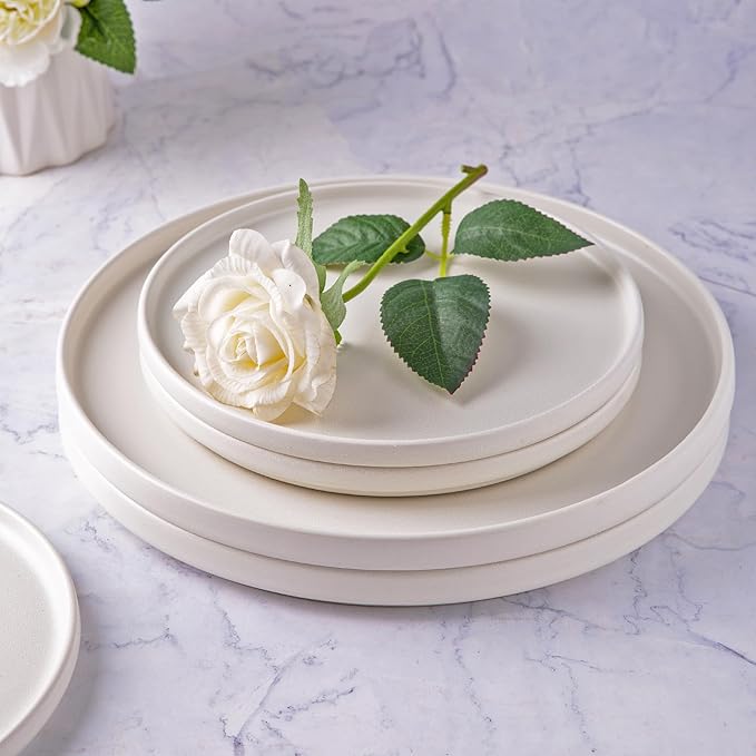 AmorArc Stoneware Dinnerware Sets for 8,Reactive Ceramic Plates and Bowls Set,Highly Chip and Crack Resistant | Dishwasher & Microwave Safe | Round Dishes Set Service for 8 (24pc)