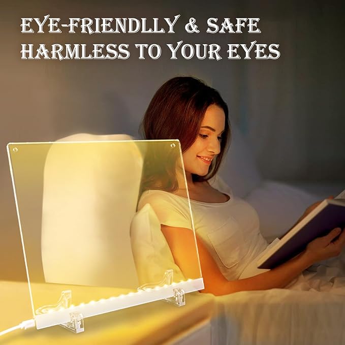 Acrylic Dry Erase Board with LED Light -11.8"x8.5" Clear Glowing Memo,Brightness Level Adjustment,12 Color Markers, Ideal for Office/Home/Kids (Standard Edition)