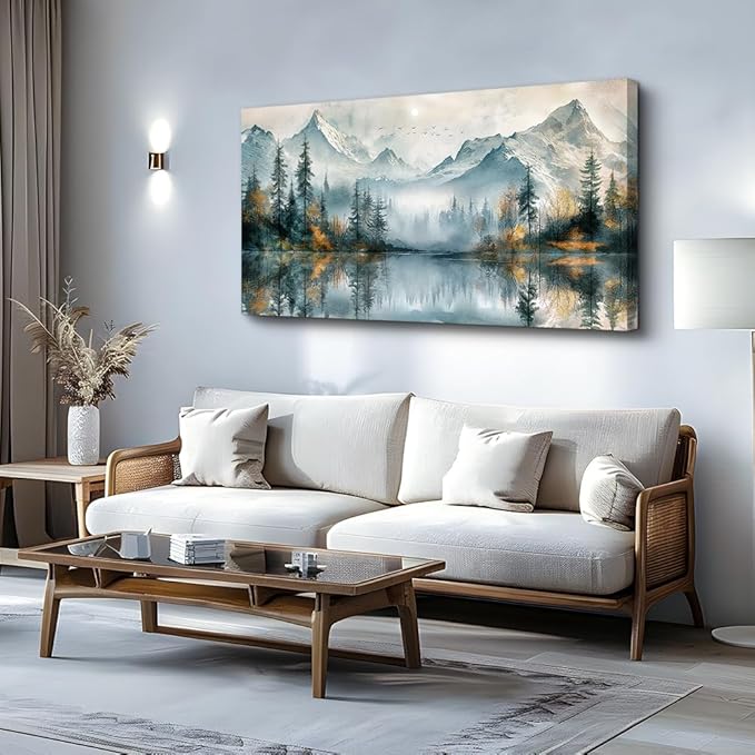 MHARTK66 Large Wall Art For Living Room Canvas Wall Decor For Bedroom Modern Office Decorations Forest Trees Landscape Pictures Lake View Wall Paintings Canvas Artworks Ready To Hang Home Decor