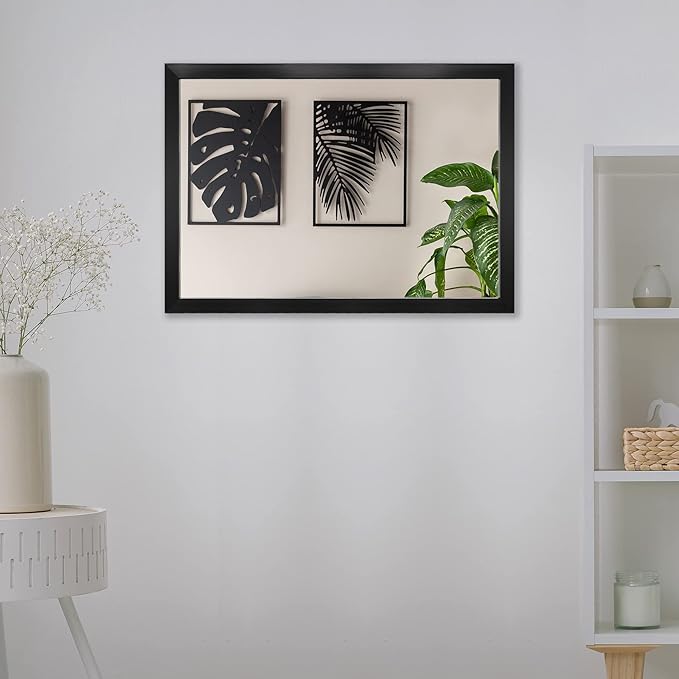 BOMINICA Rectangular Wall Mirror 20” x 28” Bathroom Mirror Framed Wall Mirror for Living Room, Vanity, Black