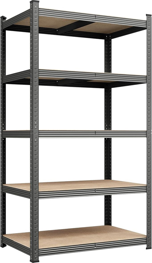 Yaheetech Standing Shelf Units, 5 Tier Storage Shelf, Heavy Duty Shelving, Adjustable Garage Shelves, Utility Rack Shelf Unit, Basement Warehouse Shed, 35.5″L × 16″W × 71" H - Dark Gray