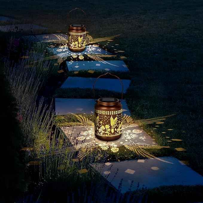 Solar Lanterns Outdoor Hummingbird Lantern Garden Decor Waterproof Decor Light Hanging Solar Lights Yard Decor,Gifts for Women Gifts for Mom Gifts for Grandma