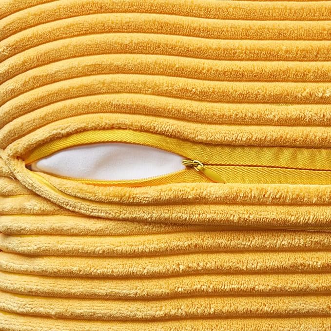 MIULEE Golden Yellow Corduroy Lumbar Pillow Covers 12x20 Inch 12x20 Inch with Splicing Set of 2 Soft Boho Pillow Covers Broadside Decorative Textured Summer Pillowcases for Couch Bed Livingroom