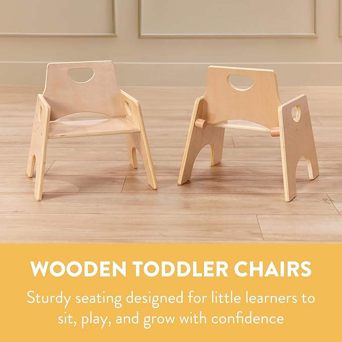 Wooden Toddler Chairs, 8", Stackable Chairs, Natural, 2-Pack