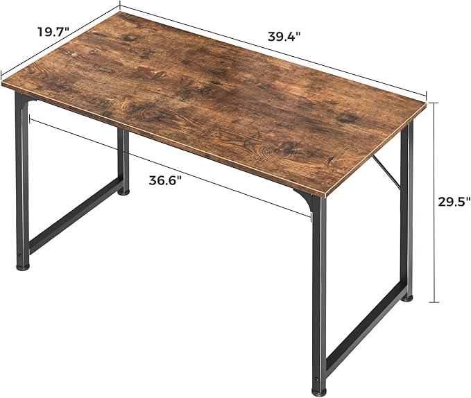 Huuger Computer Desk, 40 Inch Office Desk, Gaming Desk with Storage, Writing Desk Work Desk for Home Office, Study, Modern Simple Desk, Large Legroom, Metal Frame, Rustic Brown