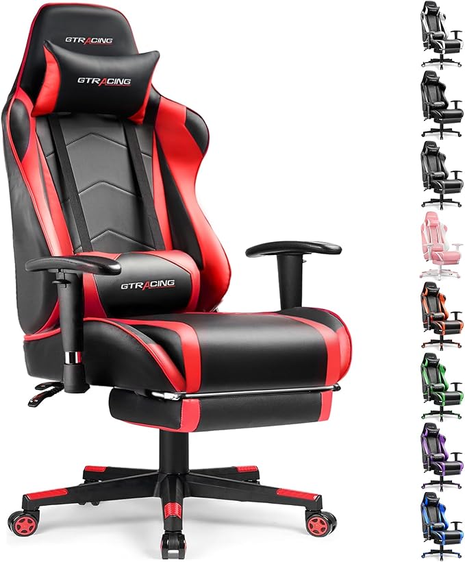 GTRACING Gaming Chair with Footrest, High Back Computer Chair Ergonomic Game Desk Chair Racing Executive Adjustable Swivel Rocker with Headrest and Lumbar Support