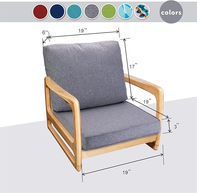 JMGBird Outdoor Chair Cushion Tufted Pillow, Deep Seat Outdoor Cushion Set 19"x19" Seat Cushions for Outdoor Furniture