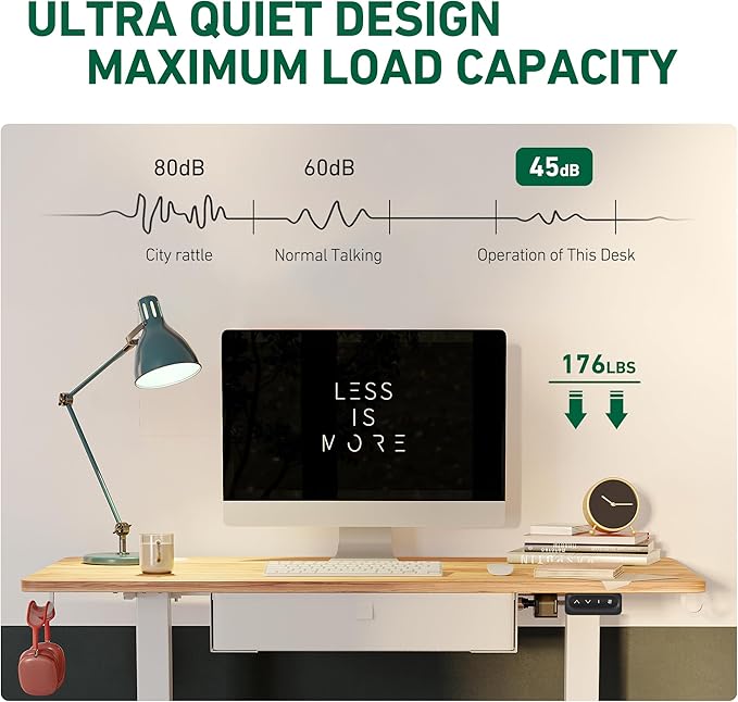 FEZIBO 48 x 24 Inches Standing Desk with Drawer, Adjustable Height Electric Stand up Desk with Storage, Sit Stand Home Office Desk, Ergonomic Computer Desk, Light Rustic