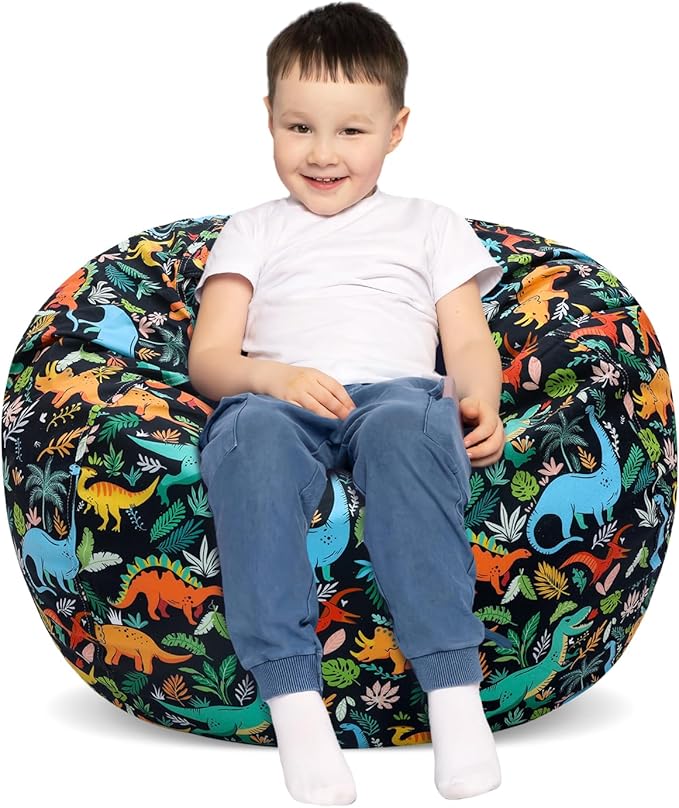 Bean Bag Chair for Kids Stuffed Animal Storage Beanbag Chairs,Toddler Toy Storage Organizer for Girls and Boys,32'' Cover Only（No Filling)