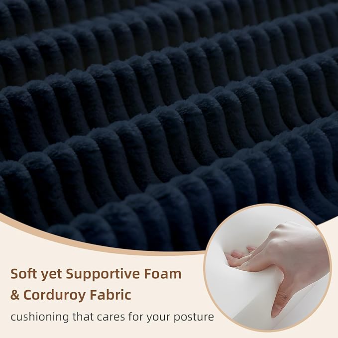 Rovibek 4-in-1 Convertible Sleeper Sofa Bed Queen Size, Foldable Floor Couch Corduroy, Folding Futon Sofa Beds with Pillow and Fixed-Shape Frame, Suitable for Living Room, Bedroom, Lounge, Dark Blue