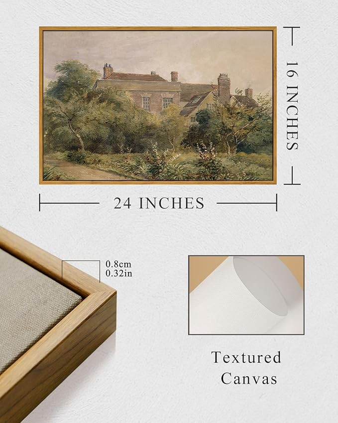 InSimSea Framed Canvas Wall Art Vintage Decor, Home Decor Classical Scenery Landscape Watercolor Paintings, Large Wall Decorations for Living Room Home Farmhouse Bathroom Decor, 16"x24"