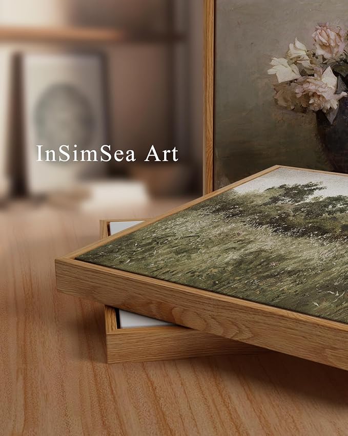 InSimSea Framed Canvas Wall Art, Countryside Field Modern Farmhouse Decor, Canvas Wall Art for Bedroom, French Country Decor, 24"x36"