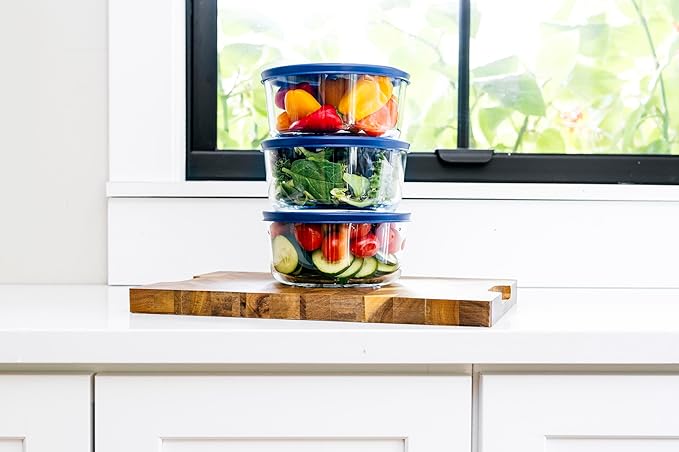 12-Piece Glass Food Storage Containers Set (6 Containers + 6 BPA-Free Lids) | 2-Cup, Leakproof | Microwave, Freezer, Oven & Dishwasher Safe | Ideal for Meal Prep & Pantry Organization