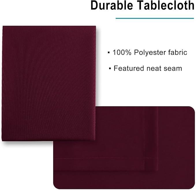 Hiasan Burgundy Rectangle Tablecloth - Waterproof Washable Polyester Fabric Table Cloth for Party, Wedding, Banquet and Restaurant, 90 x 156 Inch
