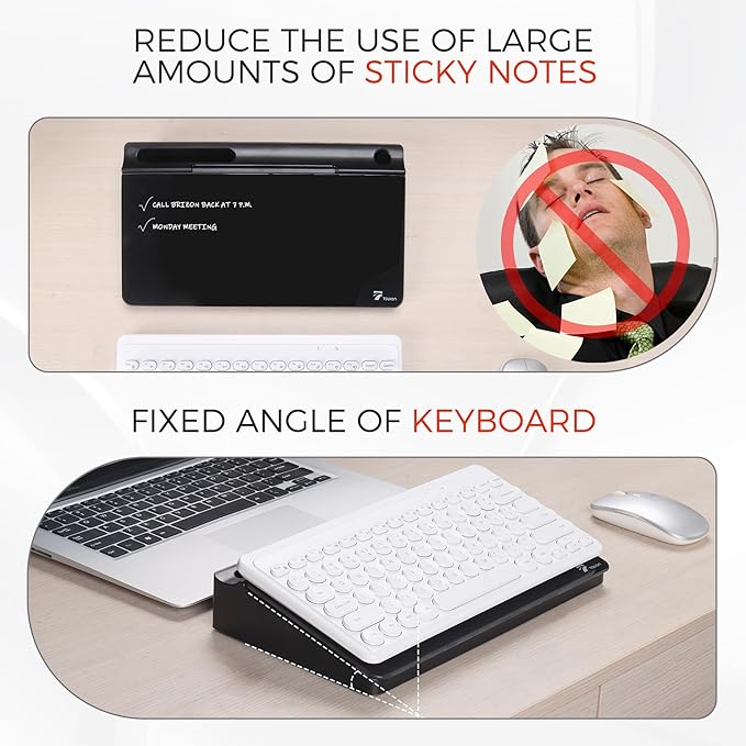 TOWON Small Compact Glass Desktop Whiteboard with Storage – 12 x 7 in Dry Erase Board for Desk, Home Office, School | Includes 5 Markers, Eraser & Holder | Space-Saving Organizer, Aesthetic Black