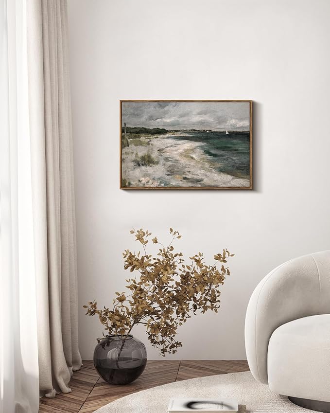 InSimSea Framed Canvas Wall Art, Large Coastal Seaside Painting Prints, Modern Farmhouse Rustic Wall Decor for Living Room Bedroom, French Country Decor, 20"x30"