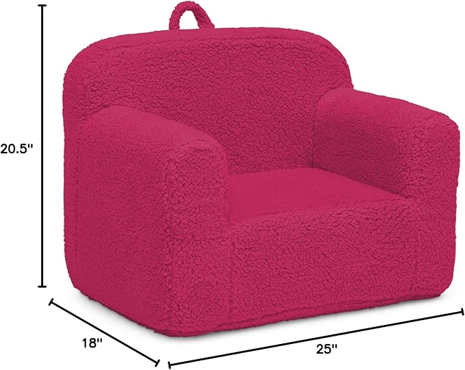 Delta Children Sherpa Cozee Chair - Foam Kids Chair for Ages 18 Months and Up, Hot Pink