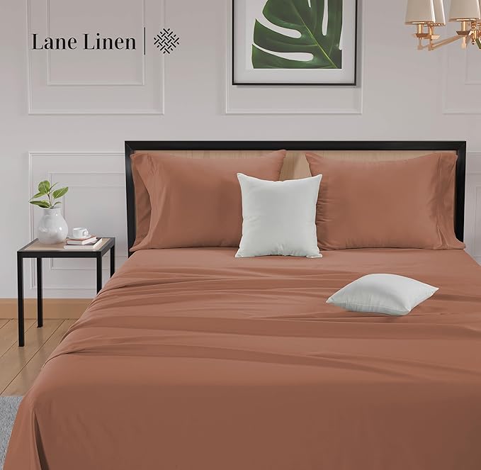 LANE LINEN Twin Bed Sheets Set - 600 Thread Count Set - 100% Cotton Sheets Twin Size Bed Set - Ultra Soft Cotton Bed Sheet Set - Sateen Weave Hotel Sheets - Rose Dawn