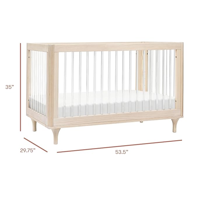 Babyletto Lolly 3-in-1 Convertible Baby Crib - GREENGUARD Gold Certified Convertible Crib to Toddler Bed & Daybed - Wooden Baby Bed, 4 Adjustable Heights - Easy to Assemble - Washed Natural/Acrylic