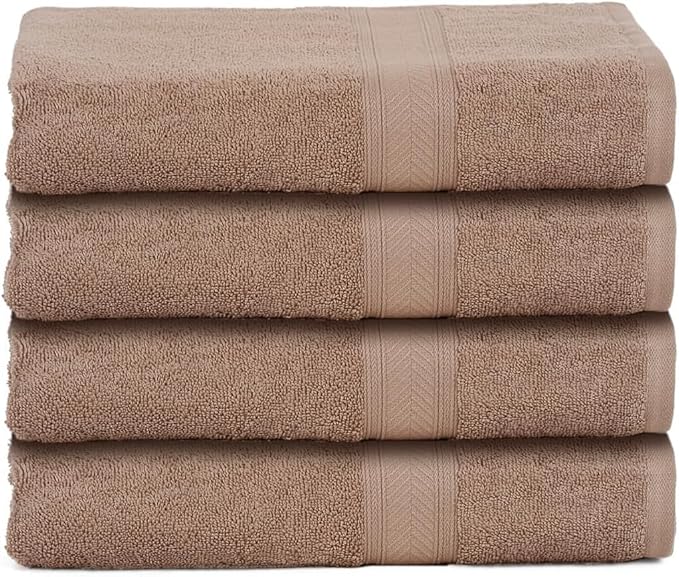 Casa Lino 4 Pack Hand Towels for Bathroom, 18"x28", 100% Cotton, Ultra Soft & Highly Absorbent, Premium Luxury Towels for Gym, Shower, Hotel, New Apartment Essentials, Brown