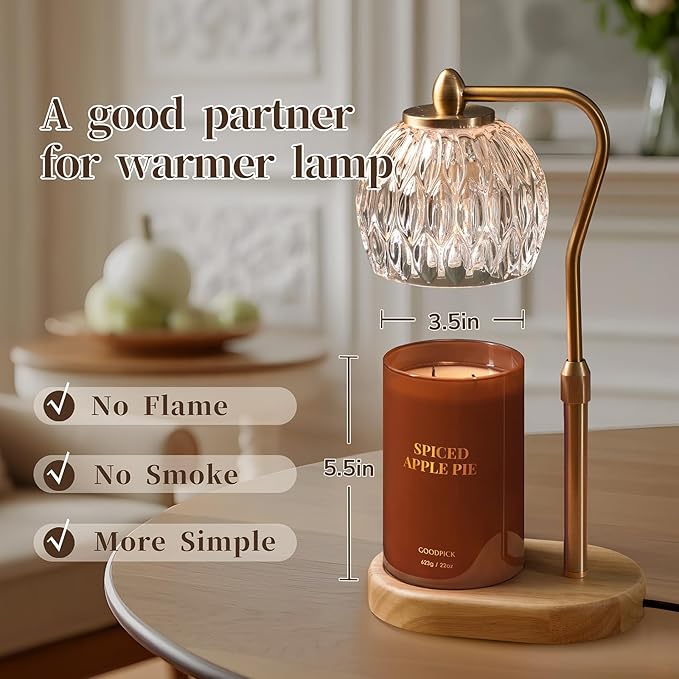 Goodpick Candle Spiced Apple Pie, Fall Candles for Home Scented, 22oz Soy Wax, Warm Cinnamon 120hrs, Cozy Baking Gift