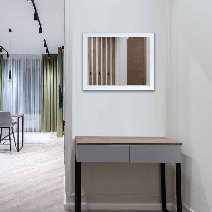 BOMINICA Rectangular Wall Mirror Framed Wall Mirror 16” x 20” for Bathroom, Living Room, Vanity, White