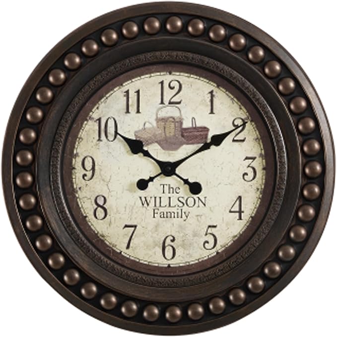Large Farmhouse Wall Clock,20 inch Rustic Roman Numeral Big Wall Clock for Living Room, Kitchen, Living Room, Bedroom,Battery Operated, Dark Bead Brown