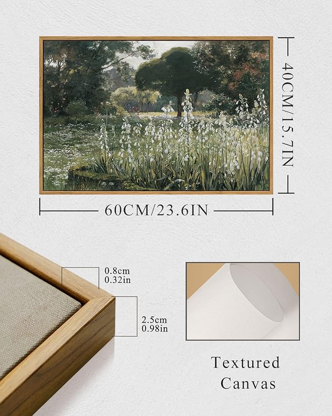 InSimSea Framed Canvas Wall Art Vintage Decor, Home Decor Wildflower Field Artwork Large Canvas Wall Art, Rustic Style Kitchen Office Farmhouse Bathroom decor, 16"x24"