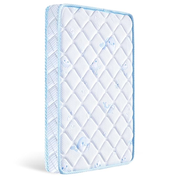 Premium Crib & Toddler Mattress, 100% Knitted Fabric, Premium Fleece Surface-Hypoallergenic, Soft Breathable, 5" Thick-Firm and Optimal Support, Non-Toxic Crib Mattress for Toddler Bed