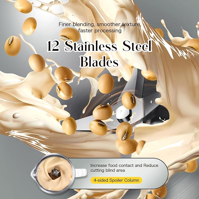 8-in-1 Nut Milk Maker Machine | 40oz Automatic Stainless Steel Milk Maker for Homemade Soy, Almond, Oat Milk, Juice, Baby Food & Non Dairy Beverages | with Delay Start/Keep Warm/Boil Water/Self-Clean