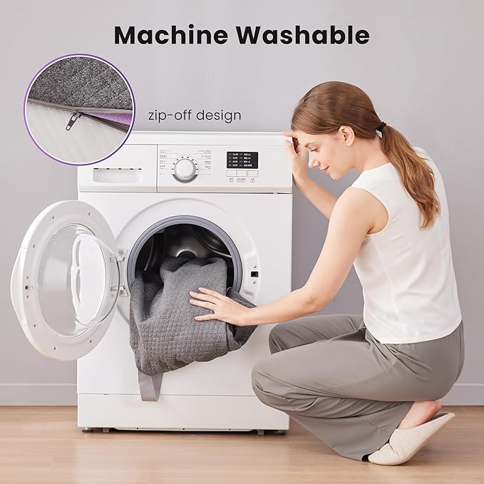 SINWEEK 2 Inch Gel Memory Foam Mattress Topper Queen Size, Pad for Back Pain, Bed Topper with Removable Soft Cover, CertiPUR-US Certified,Grey